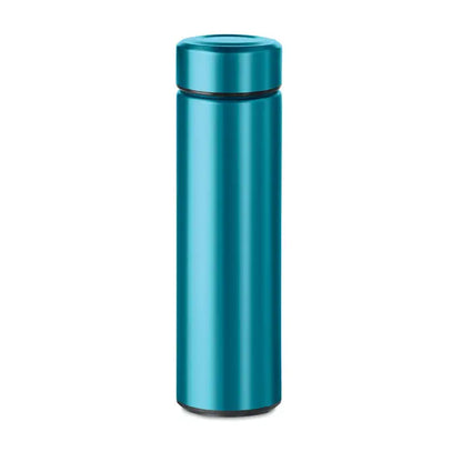 Balon cu perete dublu de 425 ml teal metalic izolat din otel inoxidabil cu capac asortat pentru calatorii