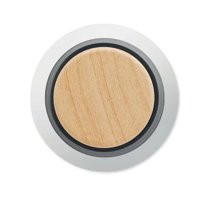 Balon cu perete dublu de 500 ml cu nasture circular din lemn natural si inel metalic gri elegant