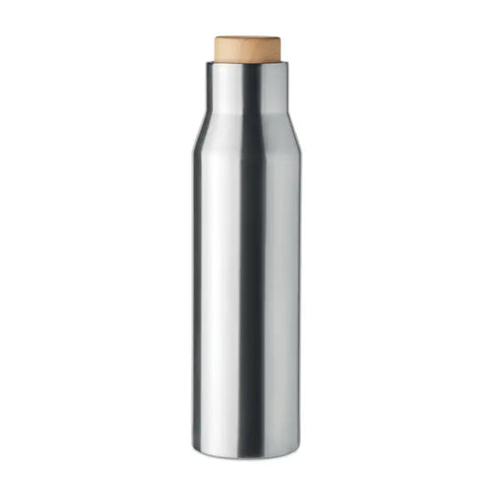 Balon cu perete dublu de 500 ml din inox cilindric cu capac natural din plută pentru băuturi răcoritoare