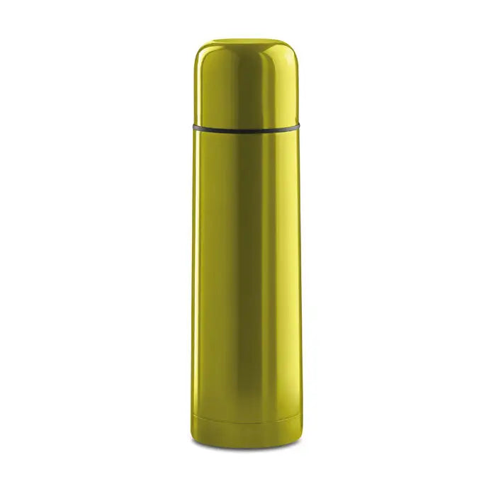Balon cu perete dublu de 500 ml din otel inoxidabil verde lime cilindric cu capac asortat si garnitura neagra subtire