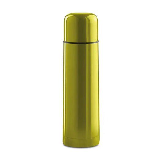 Balon cu perete dublu de 500 ml din otel inoxidabil verde lime cilindric cu capac asortat si garnitura neagra subtire