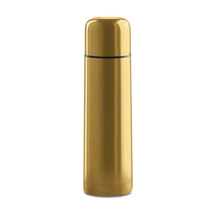 Balon cu perete dublu de 500 ml termos din otel inoxidabil auriu cu design cilindric si capac asortat
