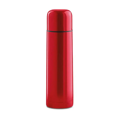 Balon cu perete dublu de 500 ml termoss din otel inoxidabil rosu cu banda neagra subtire la mijloc