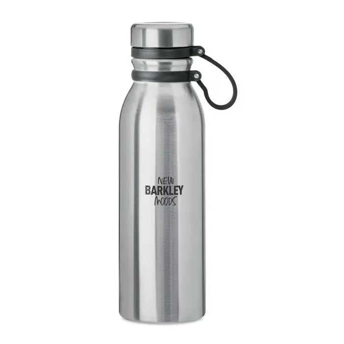 Balon cu perete dublu de 600 ml din otel inoxidabil argintiu cu grip negru si logo new barkley woods