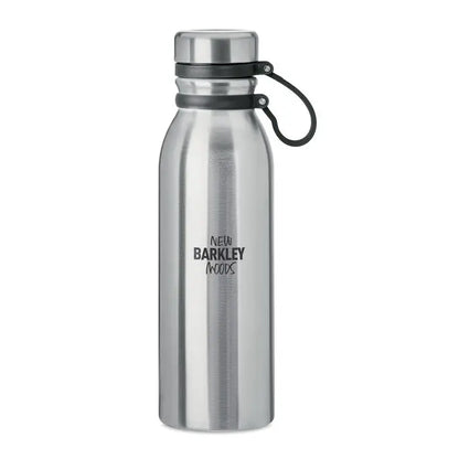 Balon cu perete dublu de 600 ml din otel inoxidabil argintiu cu grip negru si logo new barkley woods