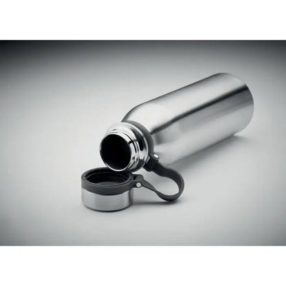 Balon cu perete dublu de 600 ml din inox argintiu cu capac si maner cauciucat negru