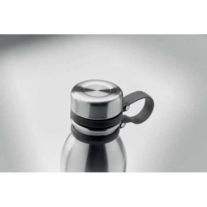 Balon cu perete dublu de 600 ml din otel inoxidabil cu capac reflectorizant si maner din silicon gri integrat