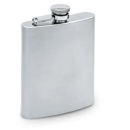 Balon subtire 200 ml sticla hip flask cromata lucioasa cu capac texturat si balama integrata