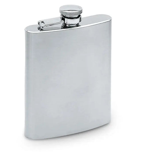 Balon subtire 200 ml sticla hip flask cromata lucioasa cu capac texturat si balama integrata