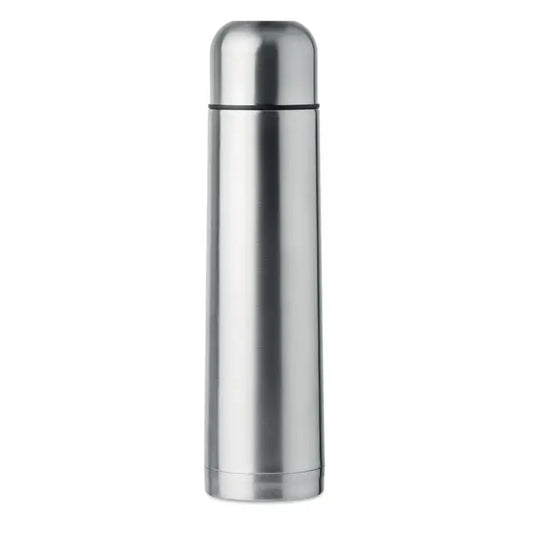 Balon termo 900 ml argintiu din otel inoxidabil izolat cu design cilindric si capac asortat