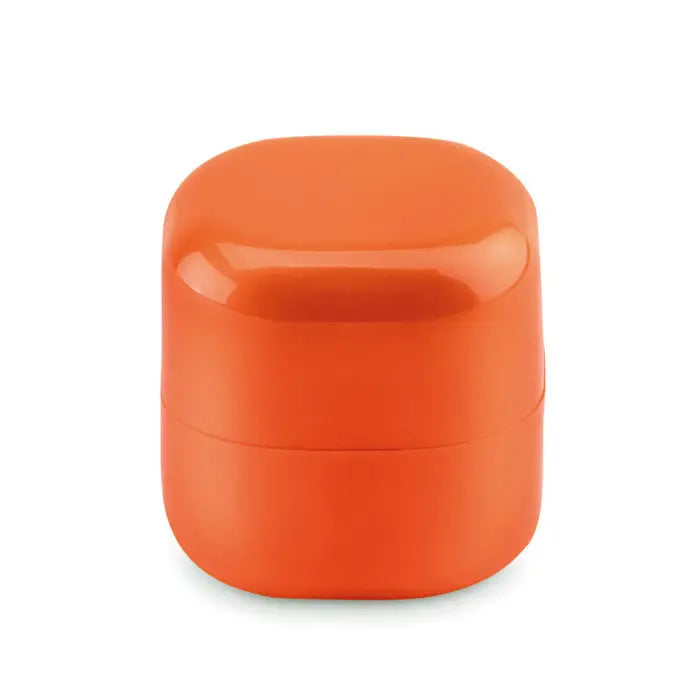 Balsam de buze în cutie cub vibrant portocaliu din plastic lucios cu două nivele rotunjite pătrat