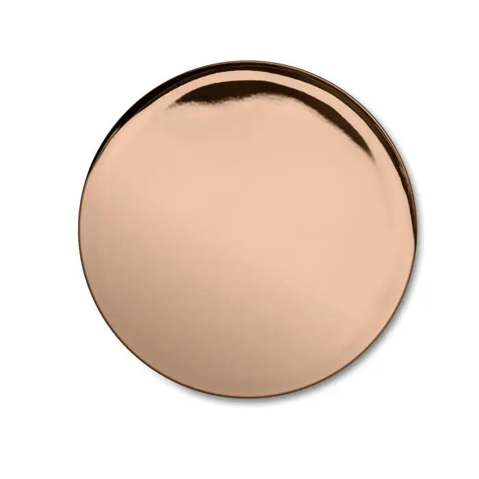 Balsam de buze în oglindă cu buton rotund metalic rose gold, lucios și reflectorizant, design elegant și modern