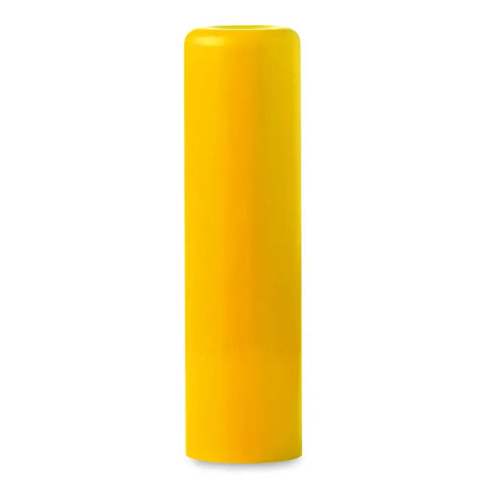 Balsam de buze galben cilindric cu finisaj lucios si neted pentru hidratarea buzelor