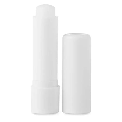 Balsam de buze tub alb din plastic cu capac asortat design minimalist pentru hidratarea buzelor