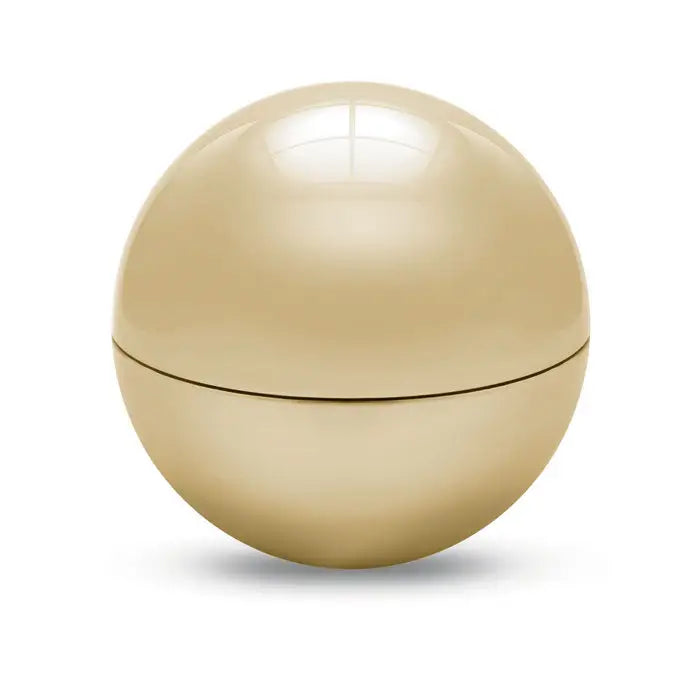 Balsam de buze rotund finisaj uv cu aspect sferic auriu si suprafata lucioasa neteda, cu cusatura orizontala subtire