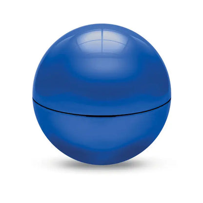 Balsam de buze rotund finisaj uv în container sferic albastru regal lucios cu suprafață reflectorizantă și capac articulat