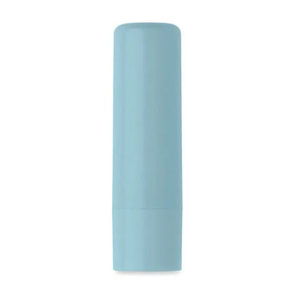 Balsam de buze vegan din abs reciclat în tub cilindric albastru deschis mat cu design minimalist și neted