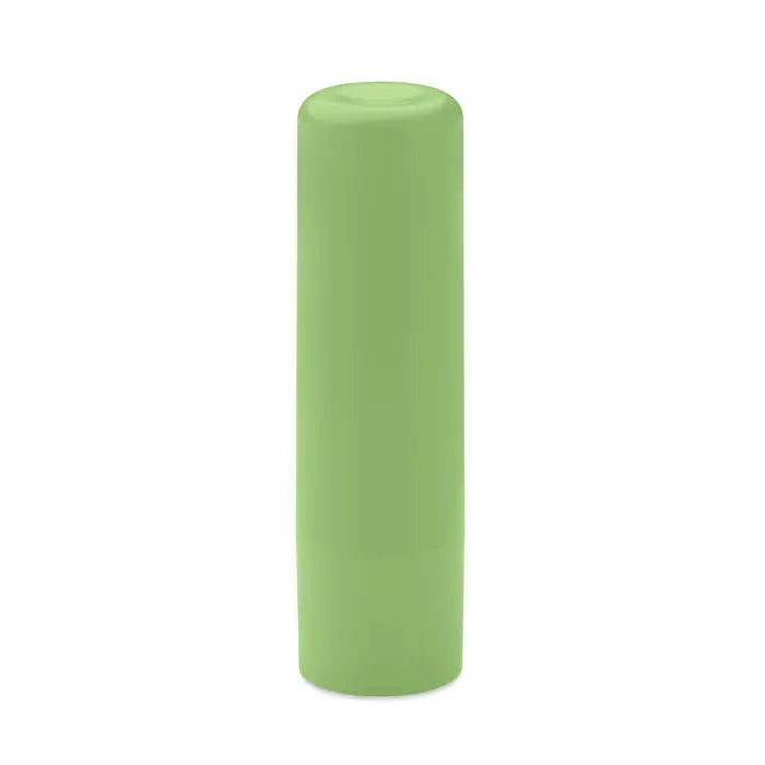 Balsam de buze vegan într-un tub cilindric reciclabil din abs de culoare verde deschis cu finisaj mat