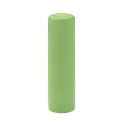 Balsam de buze vegan într-un tub cilindric reciclabil din abs de culoare verde deschis cu finisaj mat