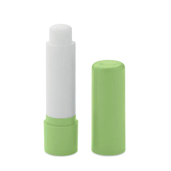 Balsam de buze vegan din abs reciclat cu tub verde lime si aplicator alb pentru hidratare naturala
