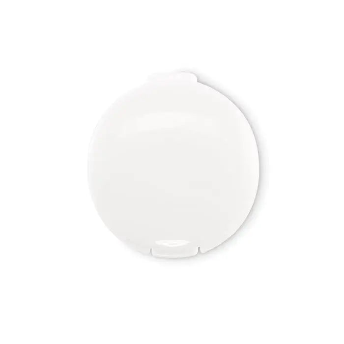 Compact circular alb lucios cu capac rabatabil pentru balsam de buze vegan