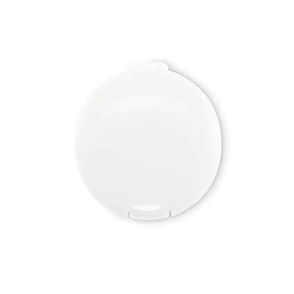 Compact circular alb lucios cu capac rabatabil pentru balsam de buze vegan