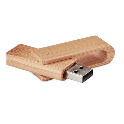 Usb flash drive bamboo 16gb maro deschis cu finisaj natural de lemn si conector metalic argintiu