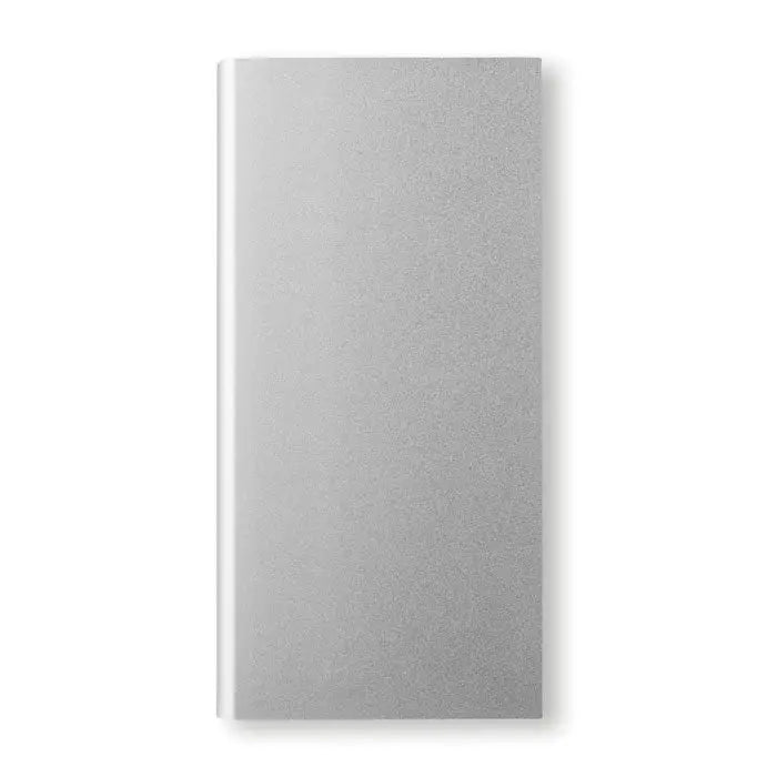 Banca de energie solara 8000 mah power bank portabil dreptunghiular argintiu cu finisaj metalic mat