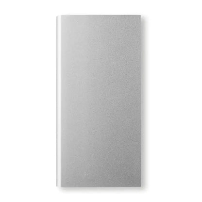Banca de energie solara 8000 mah power bank portabil dreptunghiular argintiu cu finisaj metalic mat
