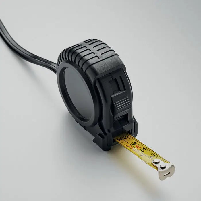 Banda de masurat 3m din plastic negru cu lamă galbenă și vârf metalic pentru măsurători precise