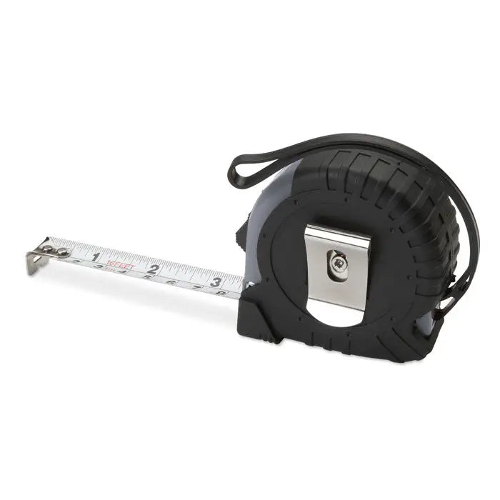 Banda de masurat 5m cu carcasa neagra si argintie cu prindere texturata pentru masuratori precise