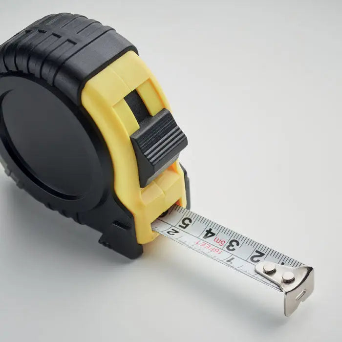 Banda de masurat 5m galben negru cu lama metalica retractabila pentru masuratori precise