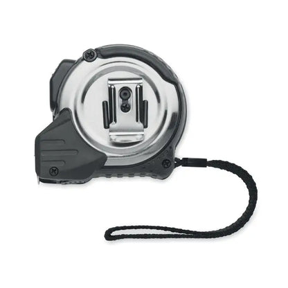 Banda de masurat abs 5m cu carcasa metalica argintie si neagra si grip texturat cu snur impletit negru