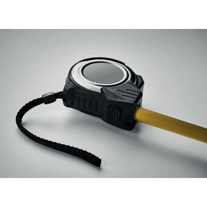 Bandă de măsurat abs 5m neagră și argintie cu bandă galbenă pentru măsurători precise