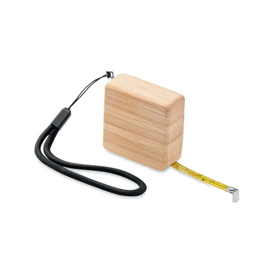 Banda de masurat din bambus 1m compacta, usoara, cu banda galbena si curea neagra pentru incheietura