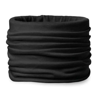 Bandana din microfibra neagra cu textura moale, interior striat si exterior neted, ideal pentru gat