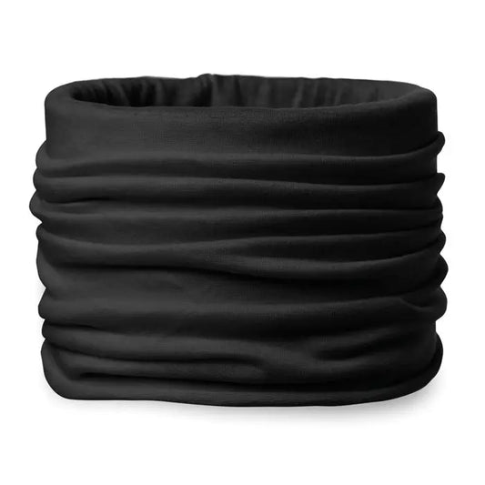 Bandana din microfibra neagra cu textura moale, interior striat si exterior neted, ideal pentru gat