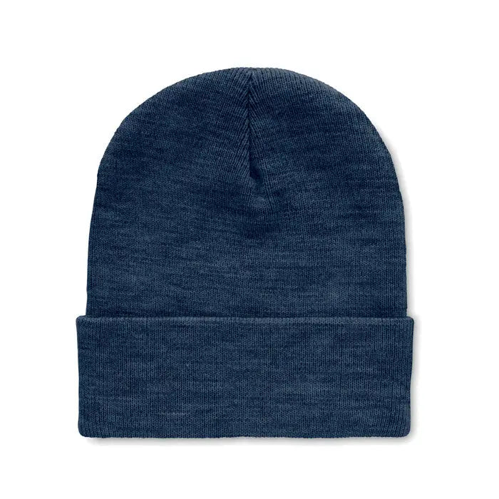 Beanie din rpet navy albastru cu manseta plisata din tricot pentru purtare casual si confort termic