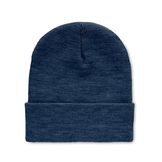 Beanie din rpet navy albastru cu manseta plisata din tricot pentru purtare casual si confort termic