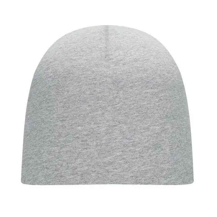 Beanie unisex din bumbac moale gri melanj cu textură netedă și fără cusături ideal pentru uz casual