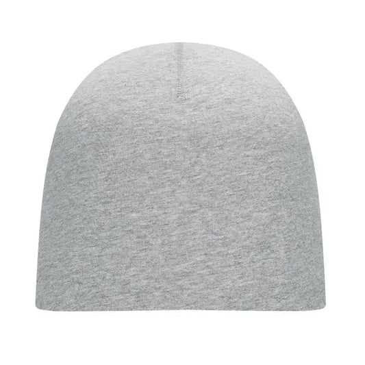 Beanie unisex din bumbac moale gri melanj cu textură netedă și fără cusături ideal pentru uz casual