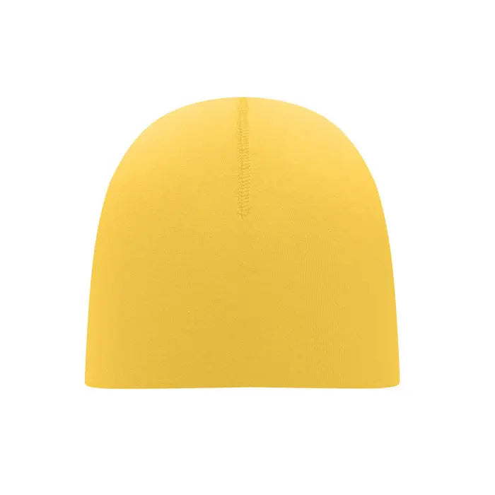 Beanie unisex din bumbac galben solid cu cusatura verticala subtile si tricotaj fara cusaturi