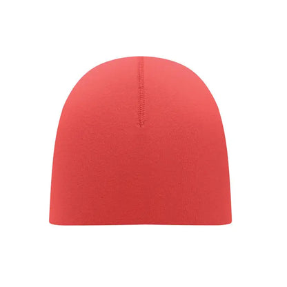 Beanie unisex din bumbac corai cu cusatura verticala subtire si croiala tricotata solida