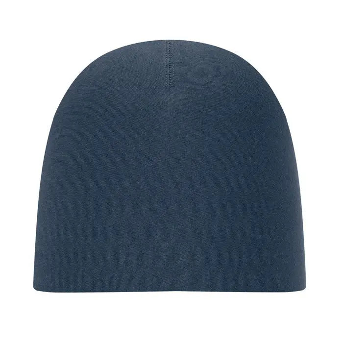 Beanie unisex din bumbac albastru închis cu model texturat subtil și cusătură centrală în partea de sus