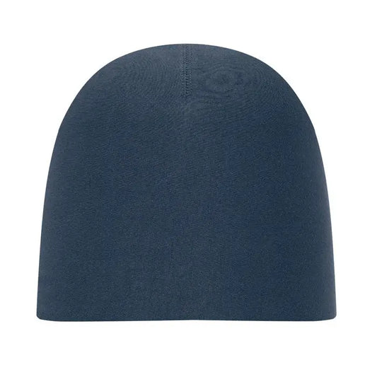 Beanie unisex din bumbac albastru închis cu model texturat subtil și cusătură centrală în partea de sus