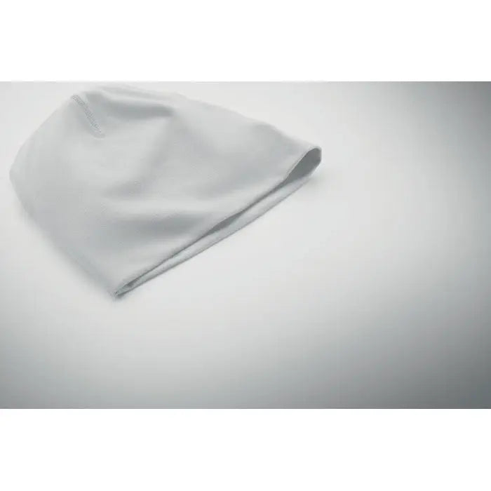 Beanie unisex din bumbac gri deschis cu textura tricotata subtila si logo mic brodat pe marginea rabatata
