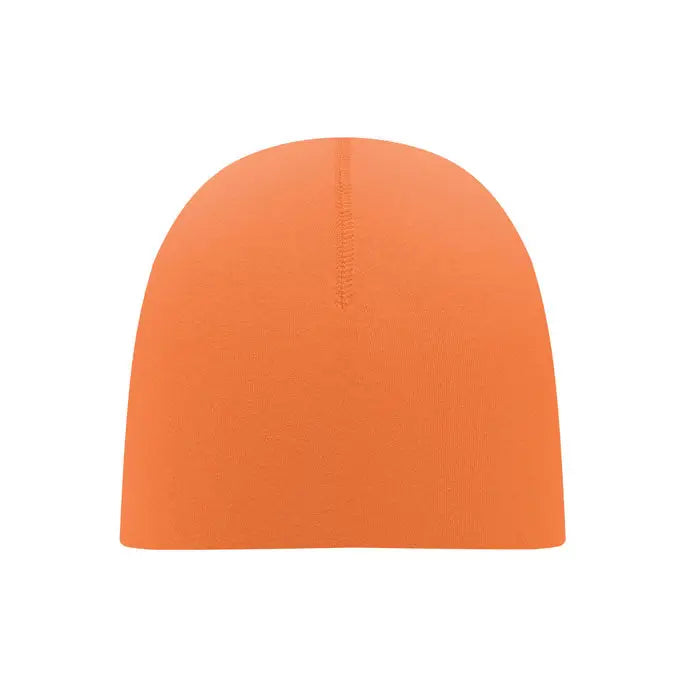 Beanie unisex din bumbac portocaliu cu cusatura verticala subtire centrala din material tricotat solid