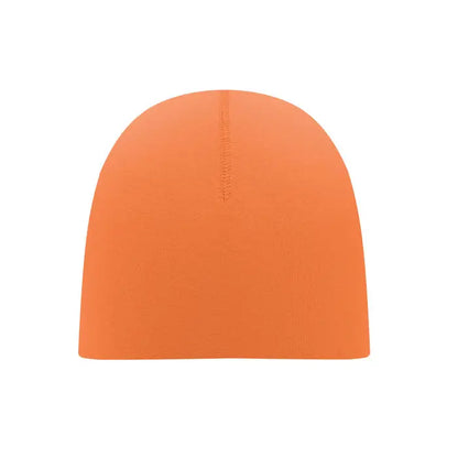 Beanie unisex din bumbac portocaliu cu cusatura verticala subtire centrala din material tricotat solid