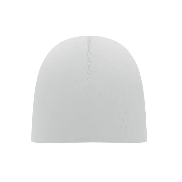 Beanie unisex din bumbac alb cu cusatura verticala subtila pentru confort si stil cotidian