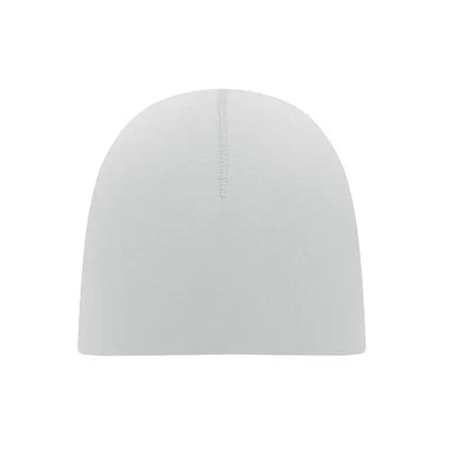 Beanie unisex din bumbac alb cu cusatura verticala subtila pentru confort si stil cotidian
